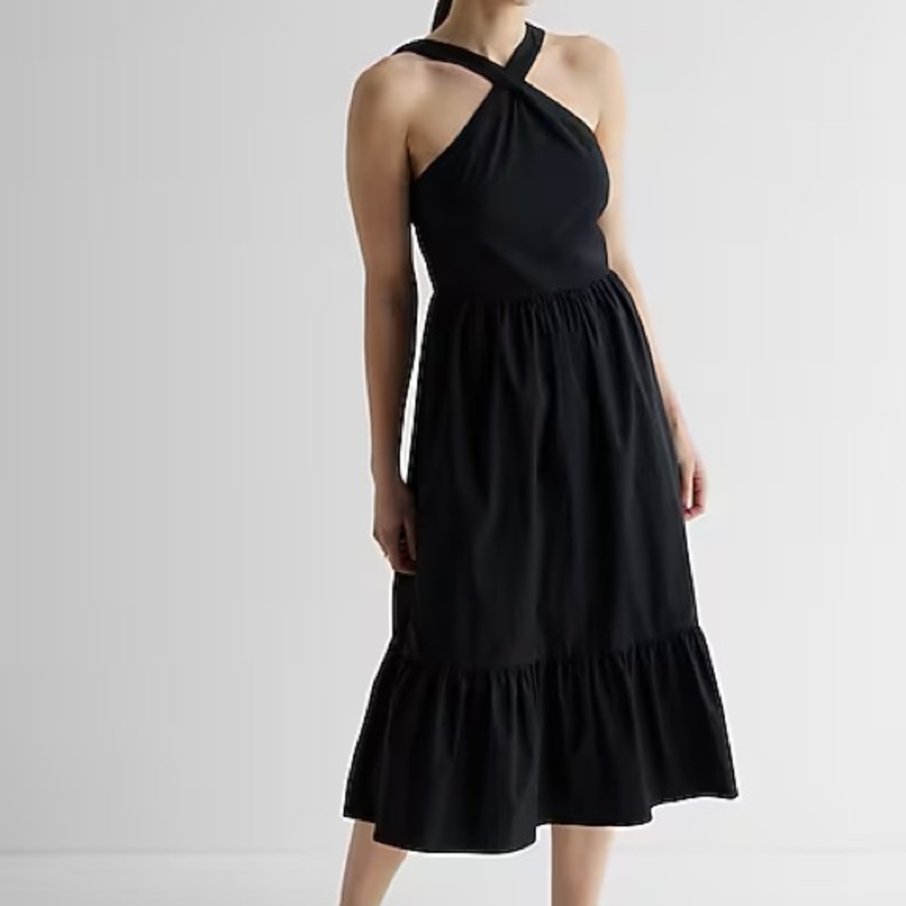 NWT🔖 Express Halter Neck Poplin Midi Dress